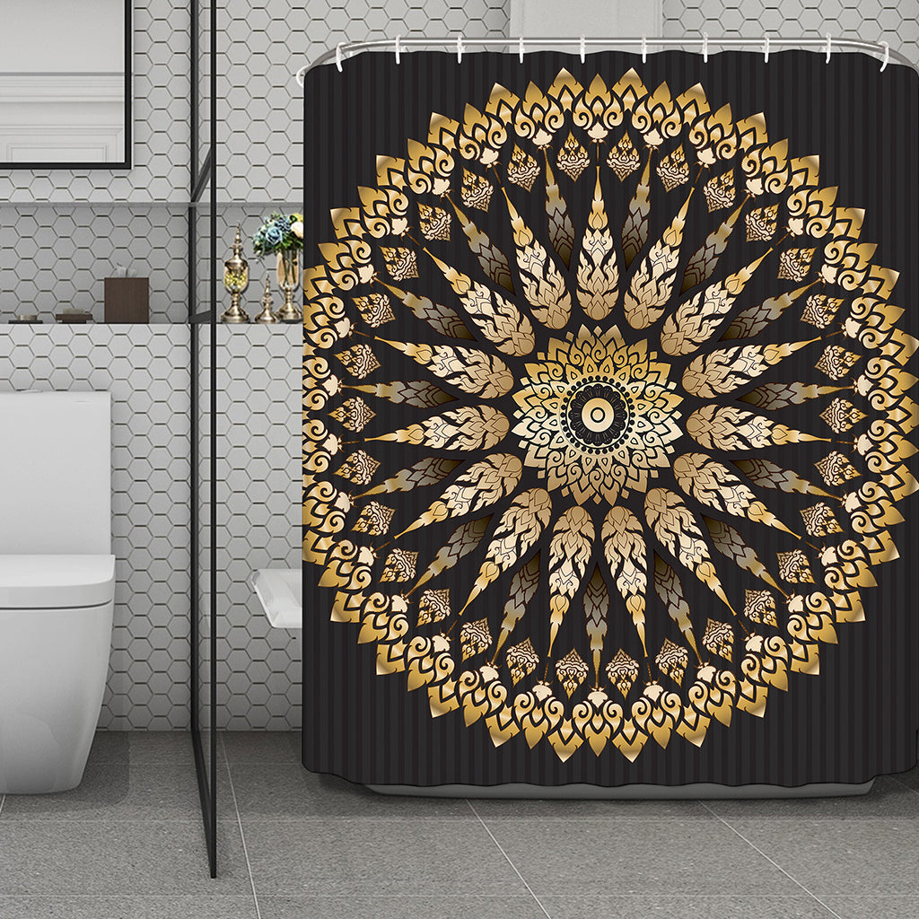 Thai Mandala Print Polyester Shower Curtain