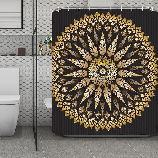 Thai Mandala Print Polyester Shower Curtain