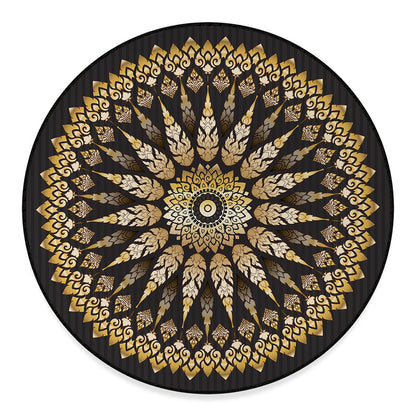 Thai Mandala Print Round Floor Mat