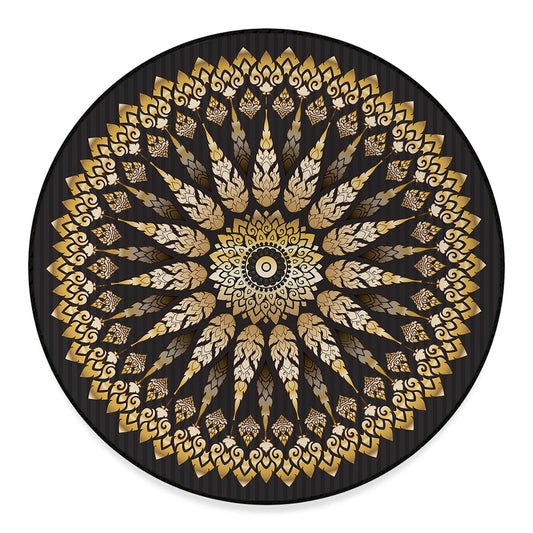 Thai Mandala Print Round Floor Mat