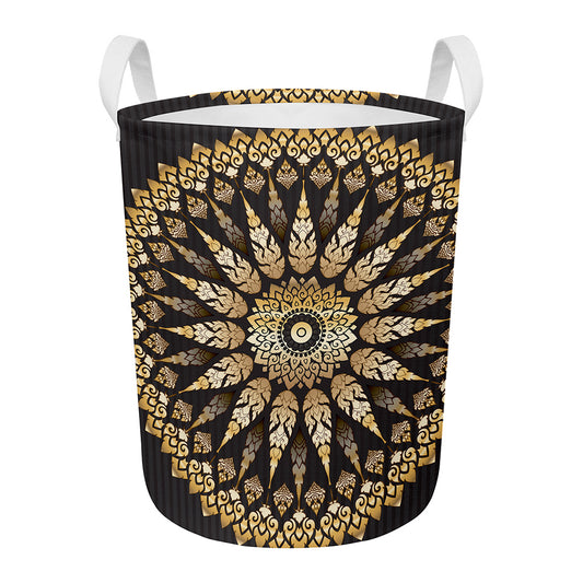 Thai Mandala Print Round Laundry Basket