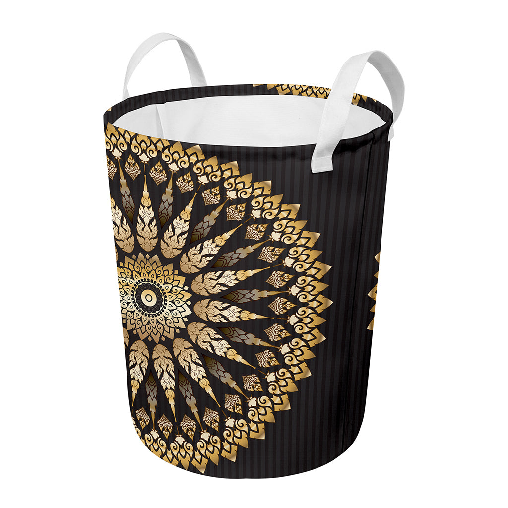 Thai Mandala Print Round Laundry Basket