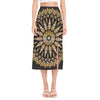 Thai Mandala Print Side Slit Midi Skirt