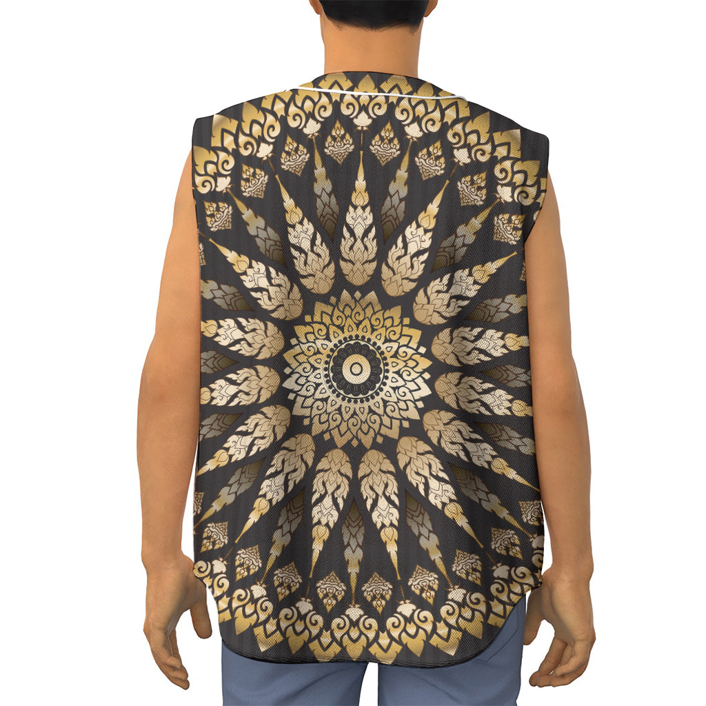 Thai Mandala Print Sleeveless Baseball Jersey