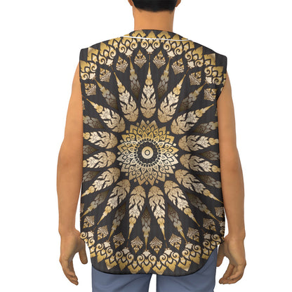Thai Mandala Print Sleeveless Baseball Jersey