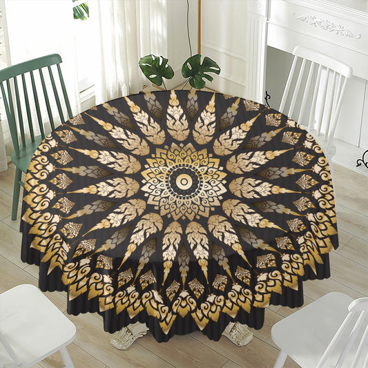 Thai Mandala Print Waterproof Round Tablecloth