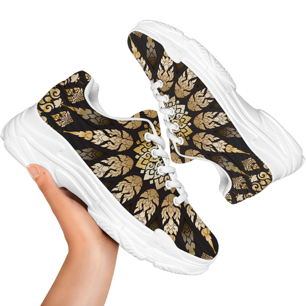Thai Mandala Print White Chunky Shoes