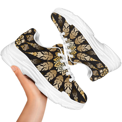 Thai Mandala Print White Chunky Shoes