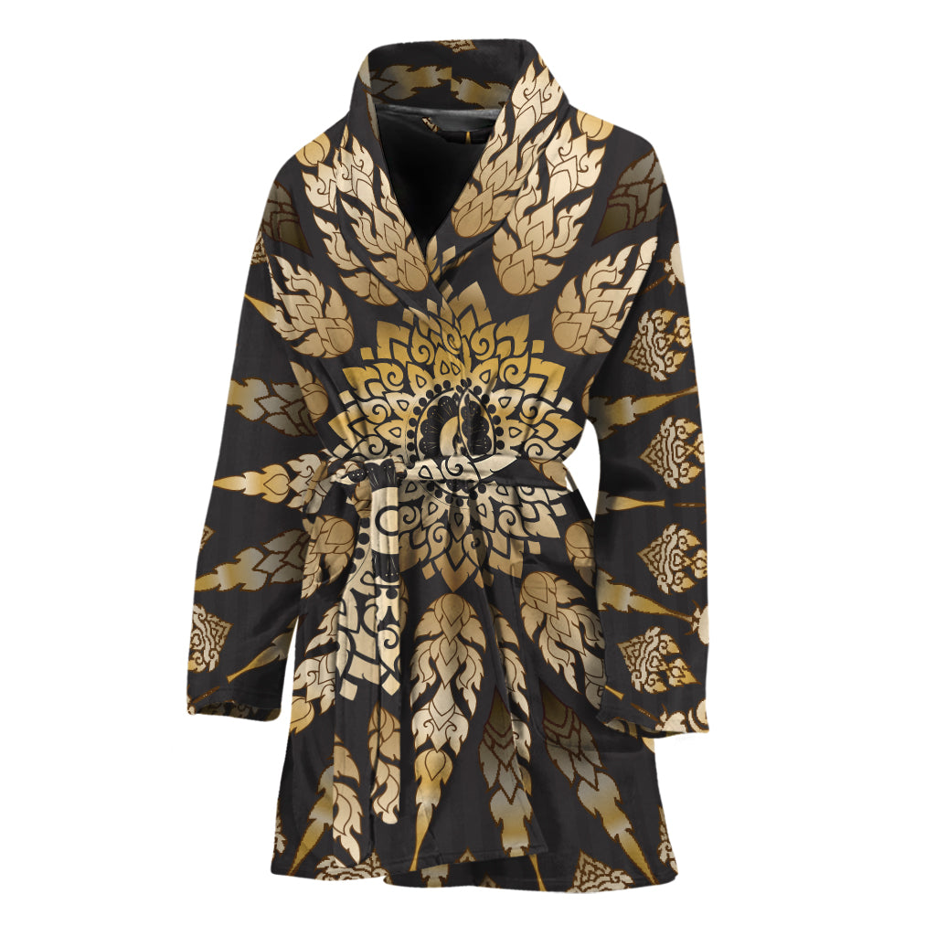 Thai Mandala Print Women's Bathrobe