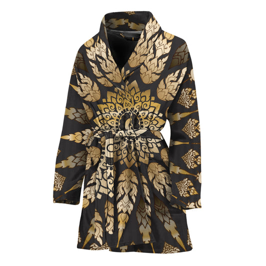 Thai Mandala Print Women's Bathrobe