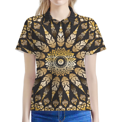 Thai Mandala Print Women's Polo Shirt