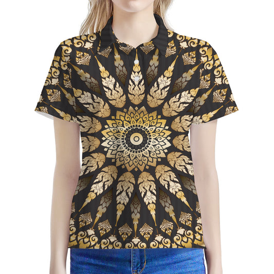 Thai Mandala Print Women's Polo Shirt