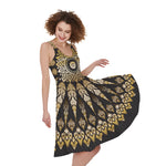 Thai Mandala Print Women's Sleeveless Dress