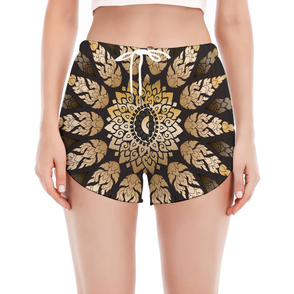 Thai Mandala Print Women's Split Running Shorts