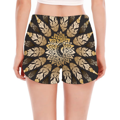 Thai Mandala Print Women's Split Running Shorts