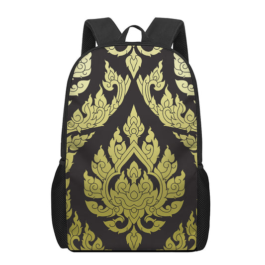 Thai Ornament Pattern Print 17 Inch Backpack