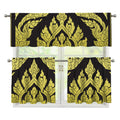 Thai Ornament Pattern Print 3 Piece Kitchen Curtains