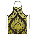 Thai Ornament Pattern Print Bib Apron With Pocket