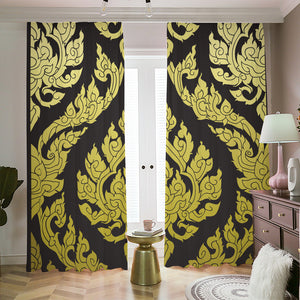 Thai Ornament Pattern Print Blackout Pencil Pleat Curtains