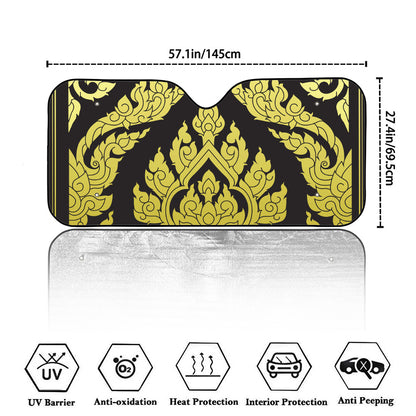 Thai Ornament Pattern Print Car Windshield Sun Shade