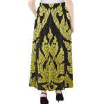 Thai Ornament Pattern Print Chiffon Maxi Skirt