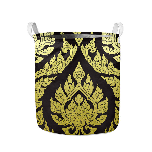 Thai Ornament Pattern Print Collapsible Laundry Basket
