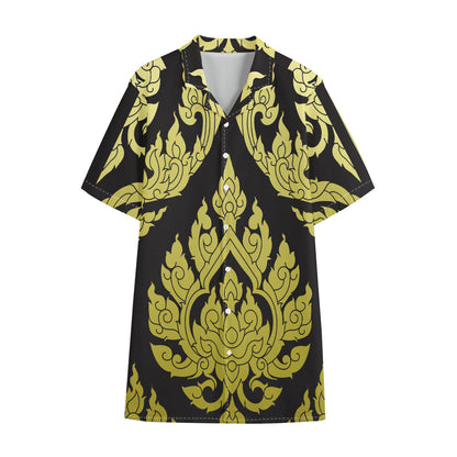 Thai Ornament Pattern Print Cotton Hawaiian Shirt