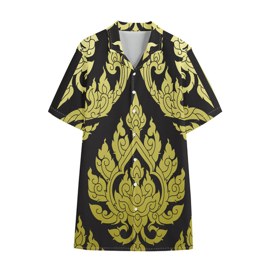 Thai Ornament Pattern Print Cotton Hawaiian Shirt