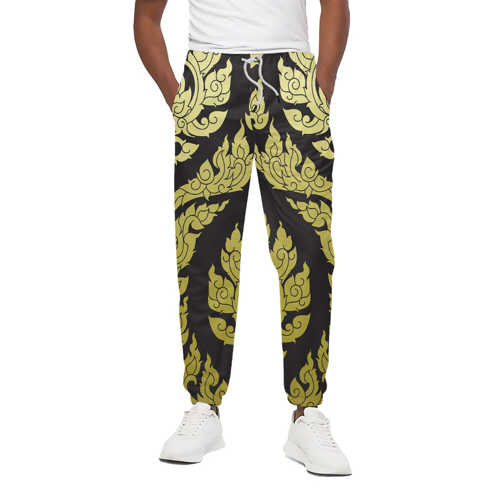 Thai Ornament Pattern Print Cotton Pants