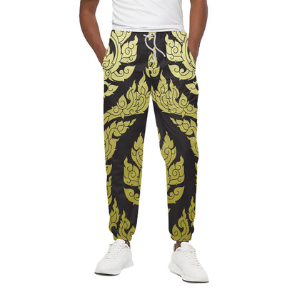 Thai Ornament Pattern Print Cotton Pants