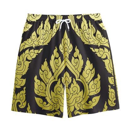 Thai Ornament Pattern Print Cotton Shorts