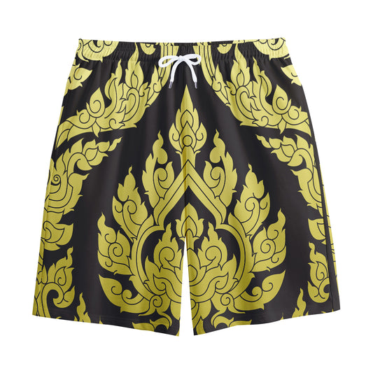 Thai Ornament Pattern Print Cotton Shorts