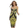Thai Ornament Pattern Print Cross Back Cami Dress