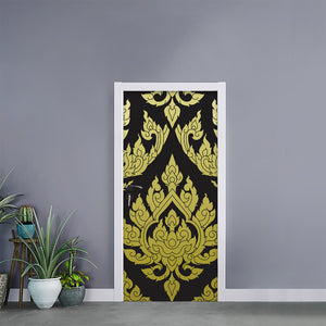 Thai Ornament Pattern Print Door Sticker