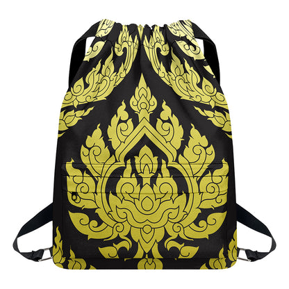 Thai Ornament Pattern Print Drawstring Backpack