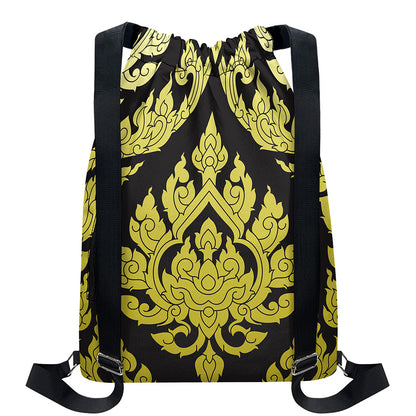 Thai Ornament Pattern Print Drawstring Backpack