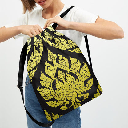 Thai Ornament Pattern Print Drawstring Backpack