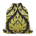 Thai Ornament Pattern Print Drawstring Bag
