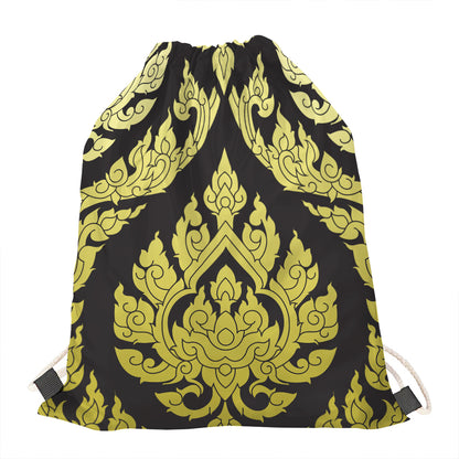 Thai Ornament Pattern Print Drawstring Bag