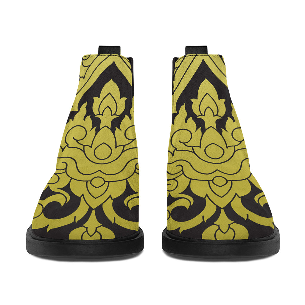 Thai Ornament Pattern Print Flat Ankle Boots