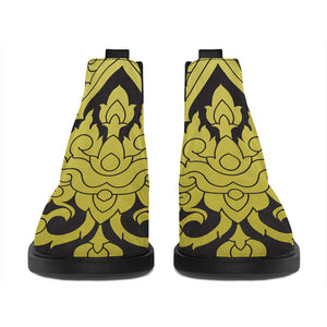 Thai Ornament Pattern Print Flat Ankle Boots