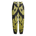 Thai Ornament Pattern Print Fleece Lined Knit Pants