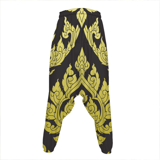 Thai Ornament Pattern Print Hammer Pants
