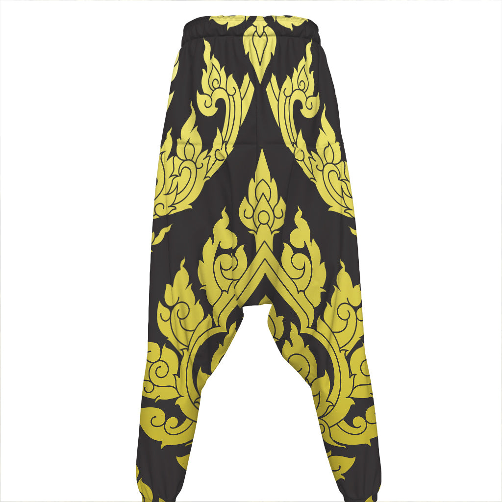 Thai Ornament Pattern Print Hammer Pants