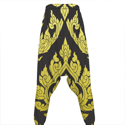 Thai Ornament Pattern Print Hammer Pants