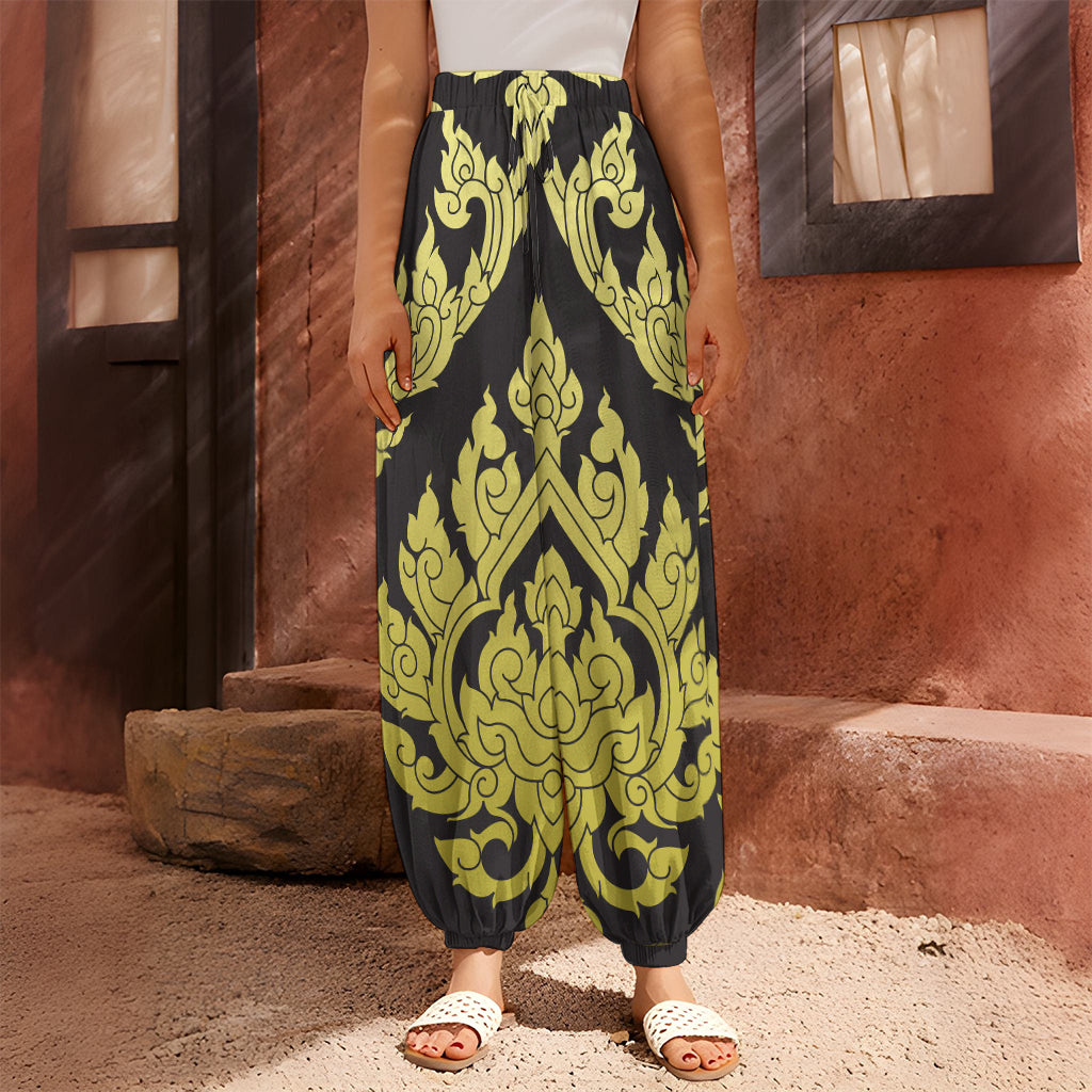 Thai Ornament Pattern Print Harem Pants