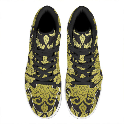 Thai Ornament Pattern Print High Top Leather Sneakers