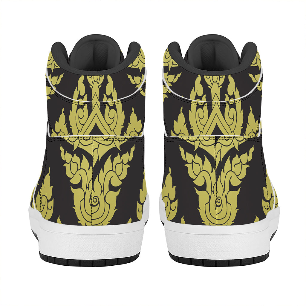 Thai Ornament Pattern Print High Top Leather Sneakers