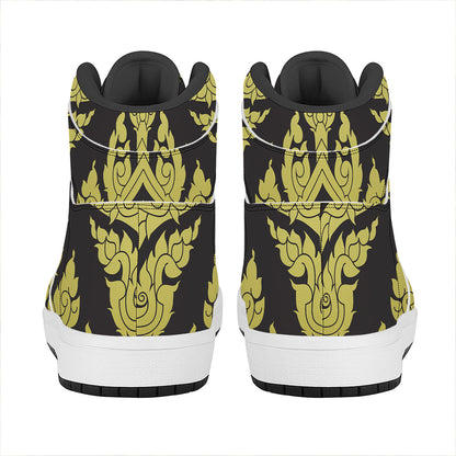 Thai Ornament Pattern Print High Top Leather Sneakers