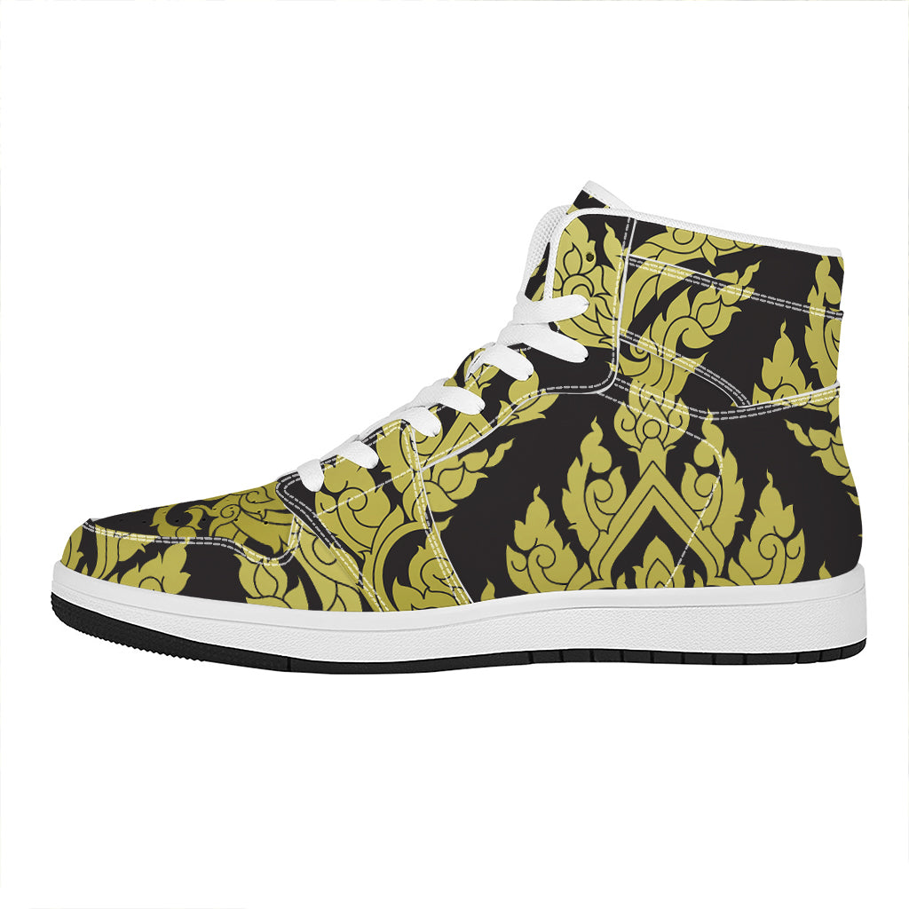 Thai Ornament Pattern Print High Top Leather Sneakers